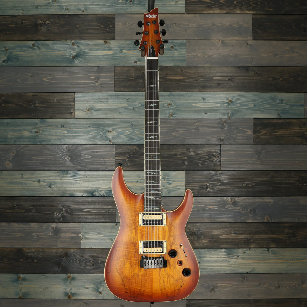 Schecter C-1 Exotic Spalted Maple Electric Guitar - Satin Natural Vintage Burst